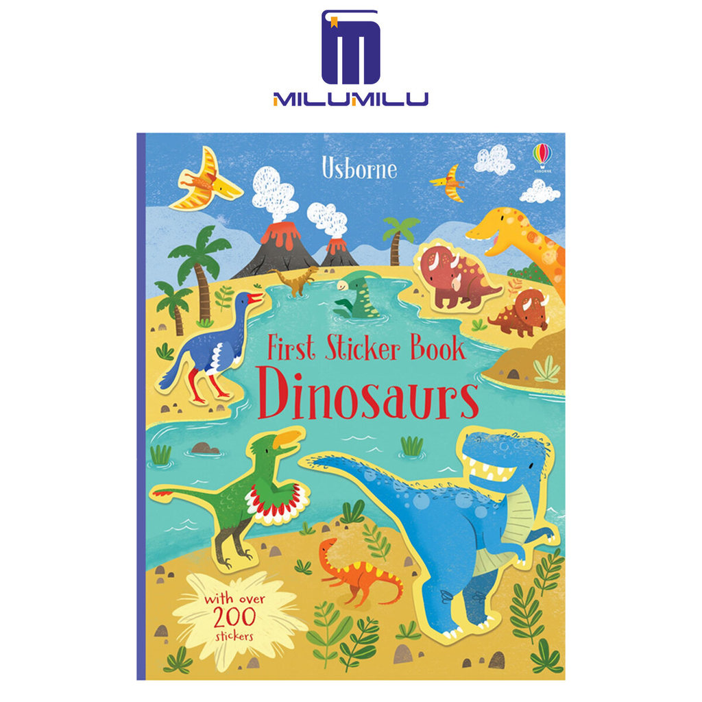 Usborne First Sticker Book Dinosaurs ปกอ่อน หนังสือภาษาอังกฤษต้นฉบับ