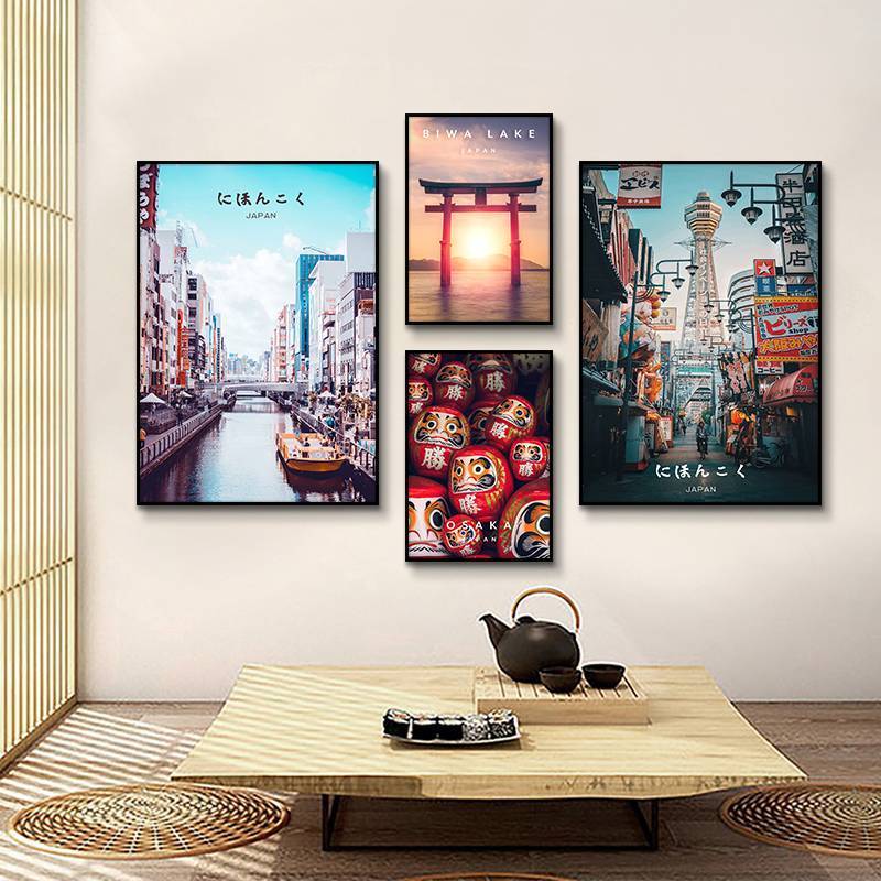 สไตล์ยูคิโอ่ญี่ปุ่น tranhตกแต่งทิวทัศน์ฟอลล์ญี่ปุ่น Canvas Wall Art ภาพพื้นหลังสำหรับร้านซูชิ ห้องนั่งเล่น ห้องสมุด - ตกแต่งภายในบ้าน