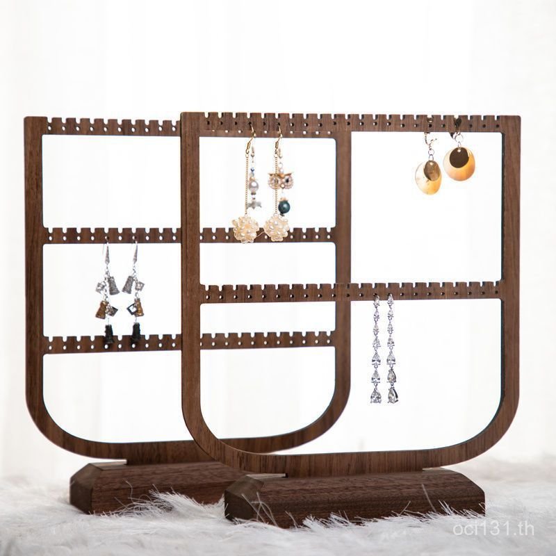 ที่เก็บต่างหู ขาตั้งวอลนัทสีดําต่างหู Dawei ครัวเรือนหูหัวเข็มขัดแขวนสร้อยคอหูคลิปชั้นวาง Dong ต่างห