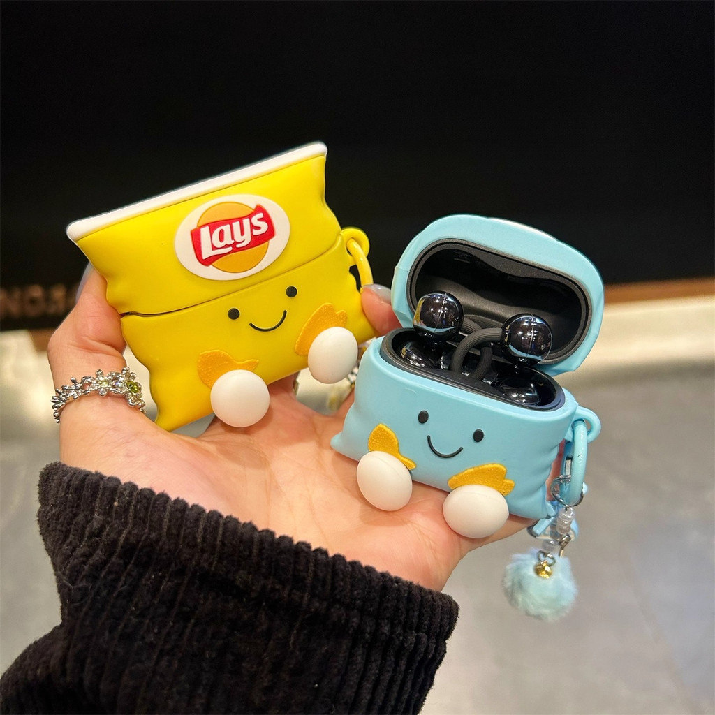สนุกมันฝรั่งทอดกระเป๋า freeclip2 เคสป้องกันสําหรับ huawei freeclip se2/se3 ชุดหูฟังบลูทูธป้องกันกรณีสีฟ้า AirPods pro3 นมสีเหลืองการ์ตูน 7i soft case 5i 6i anti-drop case