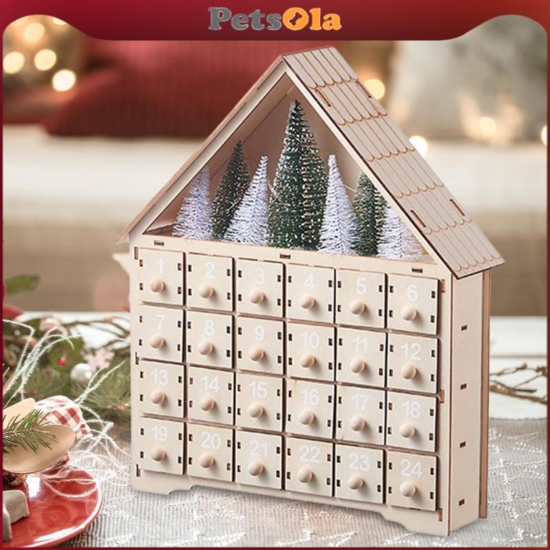 PETSOLA Advent Calendar Advent ปฏิทินลิ้นชักตกแต่งคริสต์มาส 24 ที่เก็บลิ้นชัก 24 วันตกแต่งสําหรับห้องนอน Office