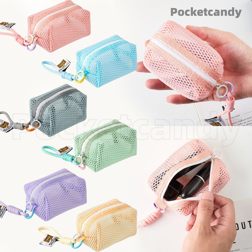 Dopamine Mesh Coin Purse Portable Travel Tofu Bag Small Cosmetic & Sundry Organizer Pouch