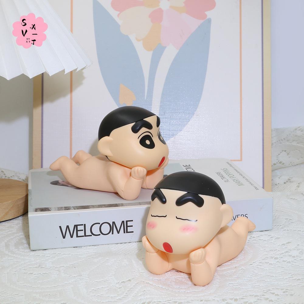 Lazy Crayon Shin-chan ที่วางโทรศัพท์มือถือ-ของเล่นอาบน้ําตลกอินเทรนด์การออกแบบตา