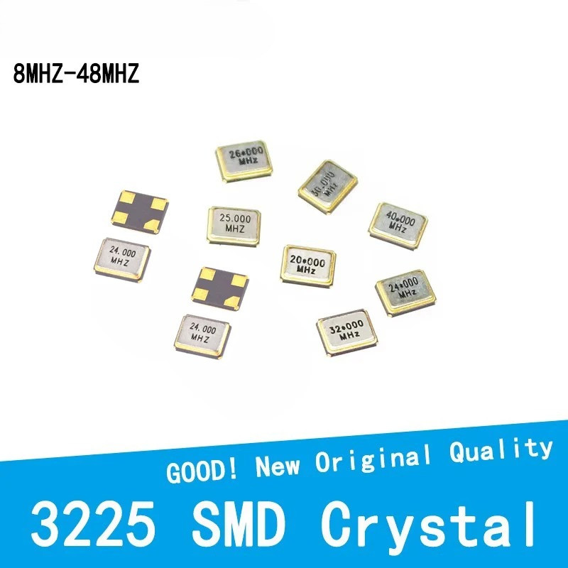 10PCS 3225 Passive คริสตัล SMD 4-Pin 8MHZ 11.0592MHZ 12MHZ 13.56MHZ 16MHZ 20MHZ 22.1184MHZ 24MHZ 27.