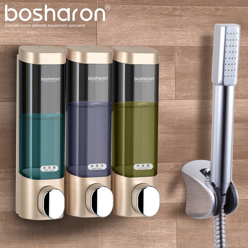 Hotel Hotel Household WallMounted PerforationFree Soap Dispenser Shampoo Shower Gel Conditioner Thre