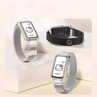 สายสแตนเลส + เคสสําหรับ Huawei Band 11 11pro 10 9 8 7 6 6Pro สมาร์ทนาฬิกา Milanese Wirst Loop สร้อยข้อมือแม่เหล็กสําหรับ Honor Band 7 6 สายรัดข้อมืออุปกรณ์เสริม