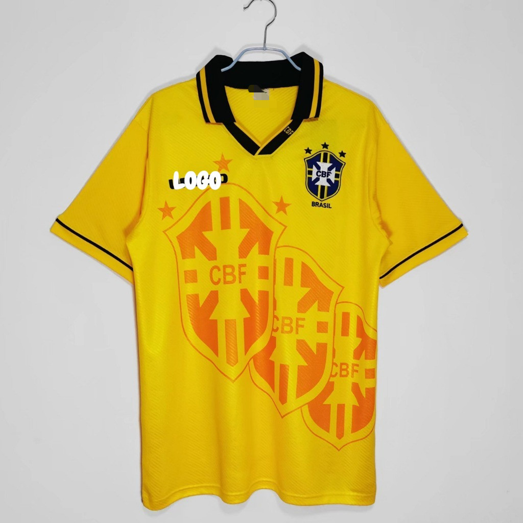 #BRA 1994Home Away เสื้อฟุตบอลย้อนยุคฟุตบอล #ROMARIO #RONALDO #BEBETO #RONALDINHO