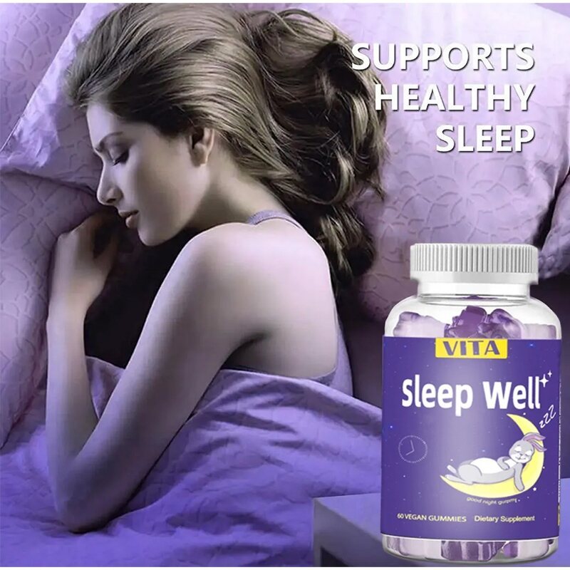 Magnesium, Valerian, Gaba, 5-HTP, L-Theanine Natural Sleep Aids กัมมี่ช่วยนอนหลับ​ หลับลึก​ หลับไว​