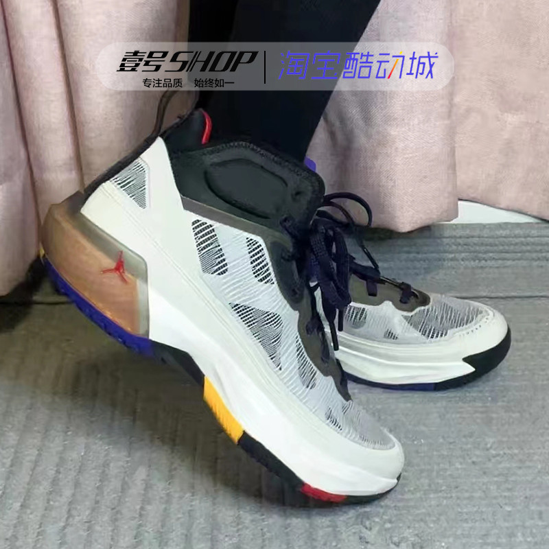 Air Jordan 37 PE AJ37 รองเท้าบาสเก็ตบอลกลางผู้ชายใช้งานได้จริงสีเทาอ่อน DD6959-0860