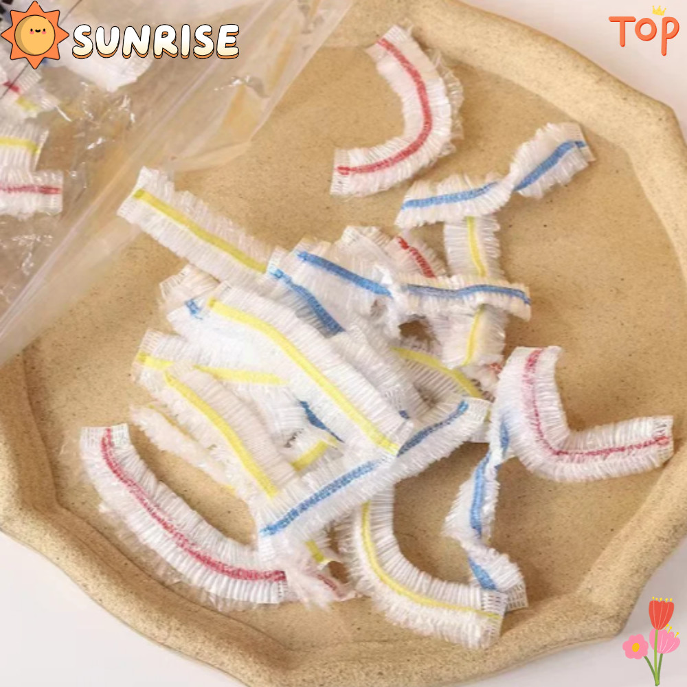 SUNRISE 100 ชิ้นฝาครอบอาหารแบบใช้แล้วทิ้ง,สด-เก็บพลาสติกสีขาว,ฝาปิดอาหารยืดหยุ่นปาก Cling ฟิล์มสําหรับผักผลไม้