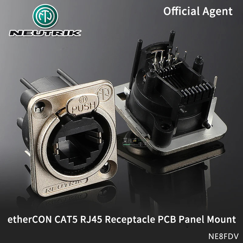 NEUTRIK etherCON เครือข่าย CAT5 CAT5e RJ45 Connector PCB/Solderless Feedthrough Receptacle ซ็อกเก็ตสําหรับประสิทธิภาพแสงหน้าจอ