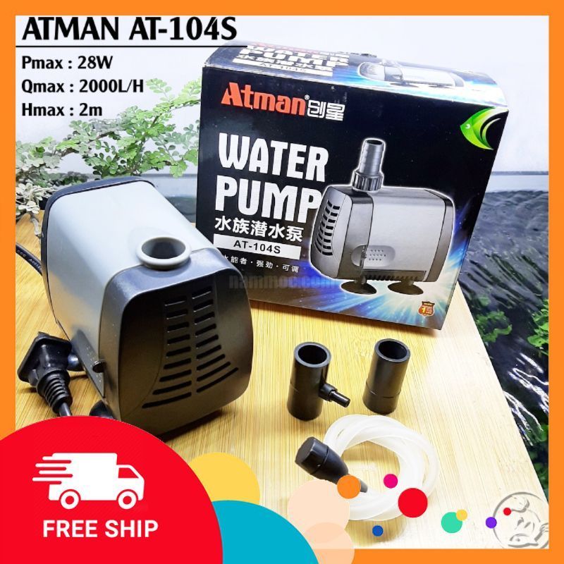 Atman AT-104S Pump – ปั๊มความจุสูง 28W, 2000L/h เงียบเป็นพิเศษ, ประหยัดพลังงานสําหรับตู้ปลาขนาดใหญ่