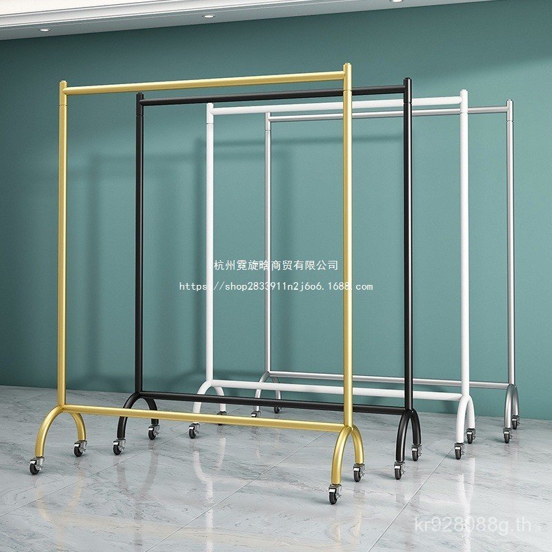 Wheeled Single-Pole Bold Womens Clothes Hanger Longmen Display Rack Live Hanger Clothing Store Shelf