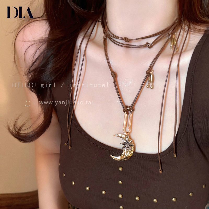 เชือกสร้อยคอนามธรรม Crescent Wax สำหรับผู้หญิง ออกแบบเฉพาะตัว