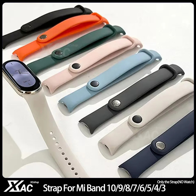 Xiaomi Mi Band 10/9/8/7/6/5/4/3 สายรัด Band 9 สายรัดข้อมือซิลิโคนสร้อยข้อมือ Xiaomi Mi Band 10 Mi8 Miband 7 สายรัดข้อมือสีชมพู Xiomi Mi Band 3/4/5/6