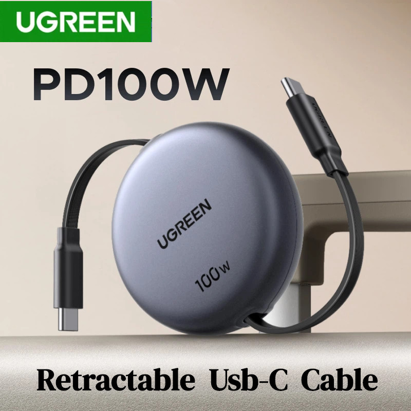 UGREEN สายชาร์จ Type C Retractable 100W UsbC ถึง UsbC PD Cable สําหรับ iPhone 17 สายชาร์จข้อมูล