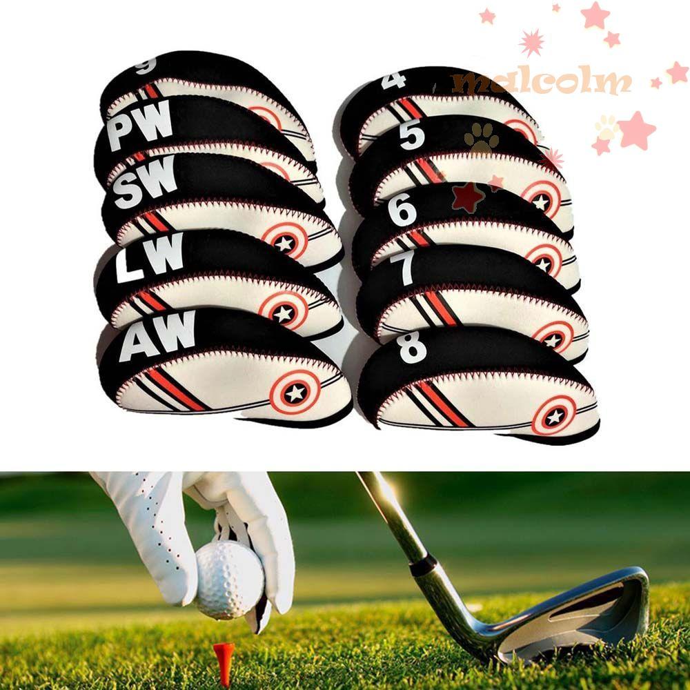 MALCOLM Golf Iron Headcover สำหรับฝึกฝนกอล์ฟ พัตเตอร์และเหล็กทุกประเภท ครอบหัวไม้กอล์ฟ 4 ถึง 9, SW, 