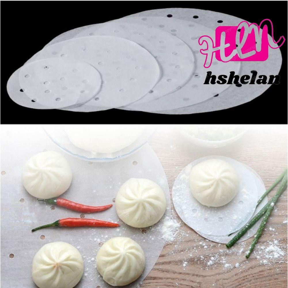 HHSHELAN 100 ชิ้น Steamer กระดาษ, รอบทิ้ง Buns ขนมอบกระดาษไม่ติด, 4/5/6/7/8in Buns Pad กระดาษครัวทํา