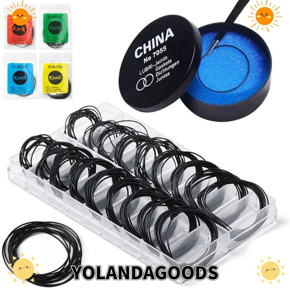 YOLANDAGOODS1 200 ชิ้น/เซ็ตยาง O-Ring,กล่องหนา 0.5 มม./0.6 มม.นาฬิกากลับยาง,กันน้ําสําหรับช่างซ่อมนาฬิกาซ่อมเครื่องมือO-Ringปะเก็น