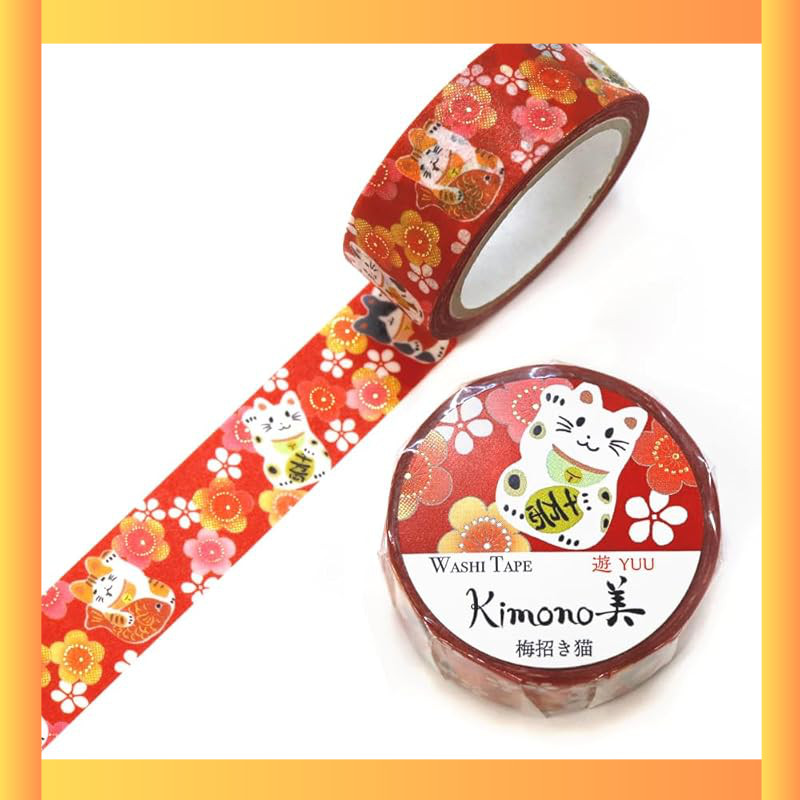 Kimono Beauty Masking Tape Ume Maneki Neko GR-2059