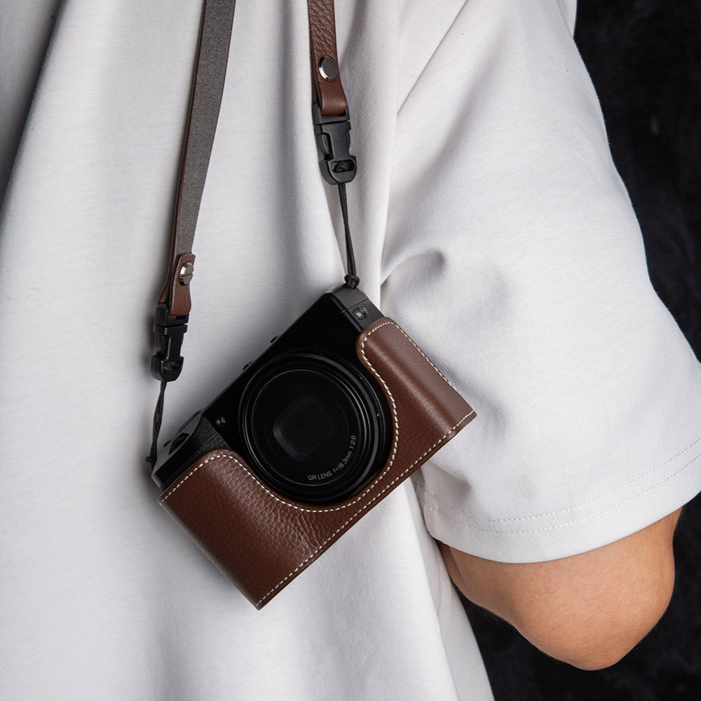 เหมาะสําหรับ RICOH RICOH GR4 เคสป้องกัน GR4 เคสป้องกันฐานย้อนยุคกระเป๋ากล้องฐานหนังแท้ชั้นแรก