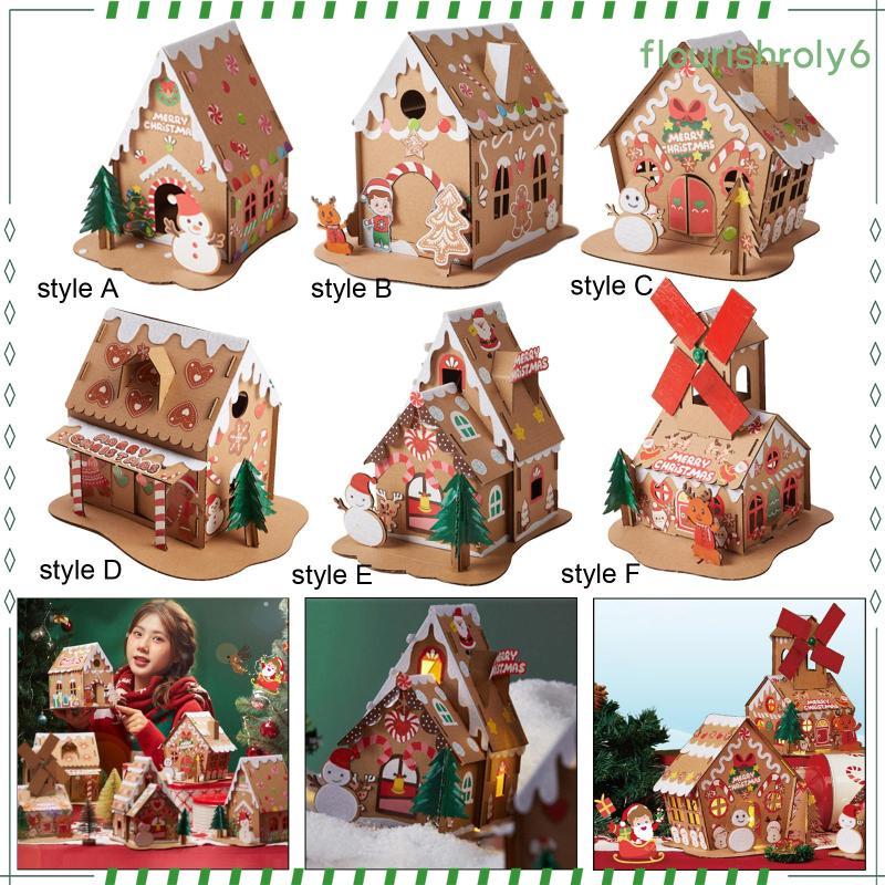[flurishroly6] DIY Christmas Houses Party Favors Christmas Holiday Craft Unassembly Cardboard