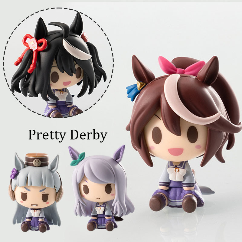 Pretty Derby Tokai Teio Action Figure ของเล่น Mini Kitsan สีดําทองเรือชุดเครื่องประดับ