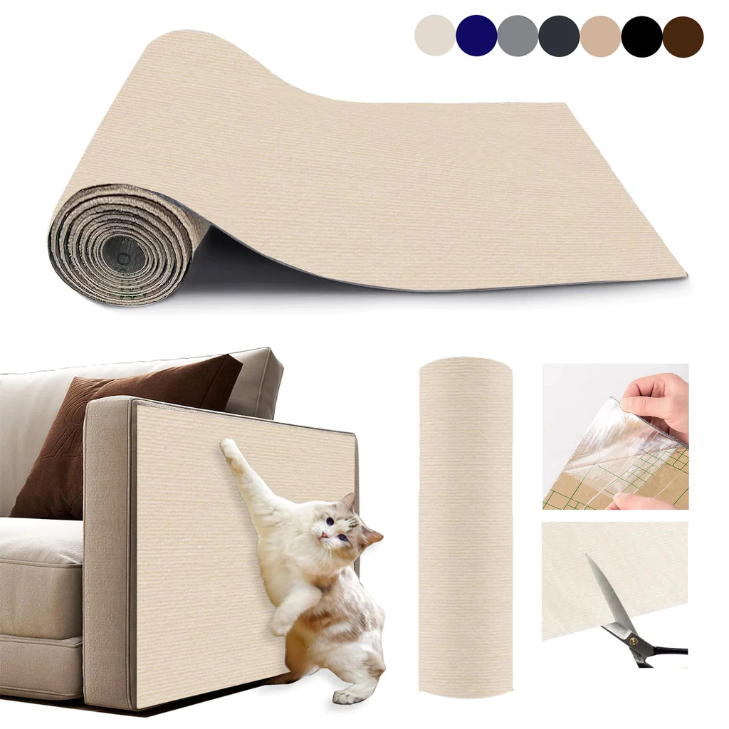 แผ่นรองข่วนแมวแบบติดเอง DIY ทนทานและเชื่อถือได้ ปกป้องโซฟาและเฟอร์นิเจอร์ในร่ม วัสดุสักหลาดระดับพรีเมียม ตัวป้องกันโซฟาอเนกประสงค์ ใช้งานง่าย