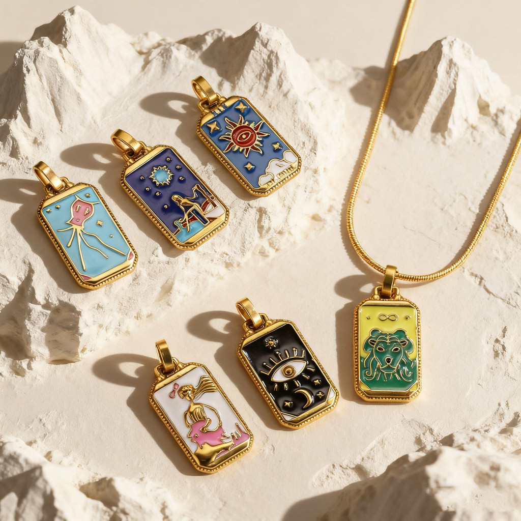 จี้ขนาดเล็กสำหรับสร้อยคอ สแตนเลสสตีล งานแฮนด์เมด เคลือบเงาใหม่สไตล์Tarot YCC6