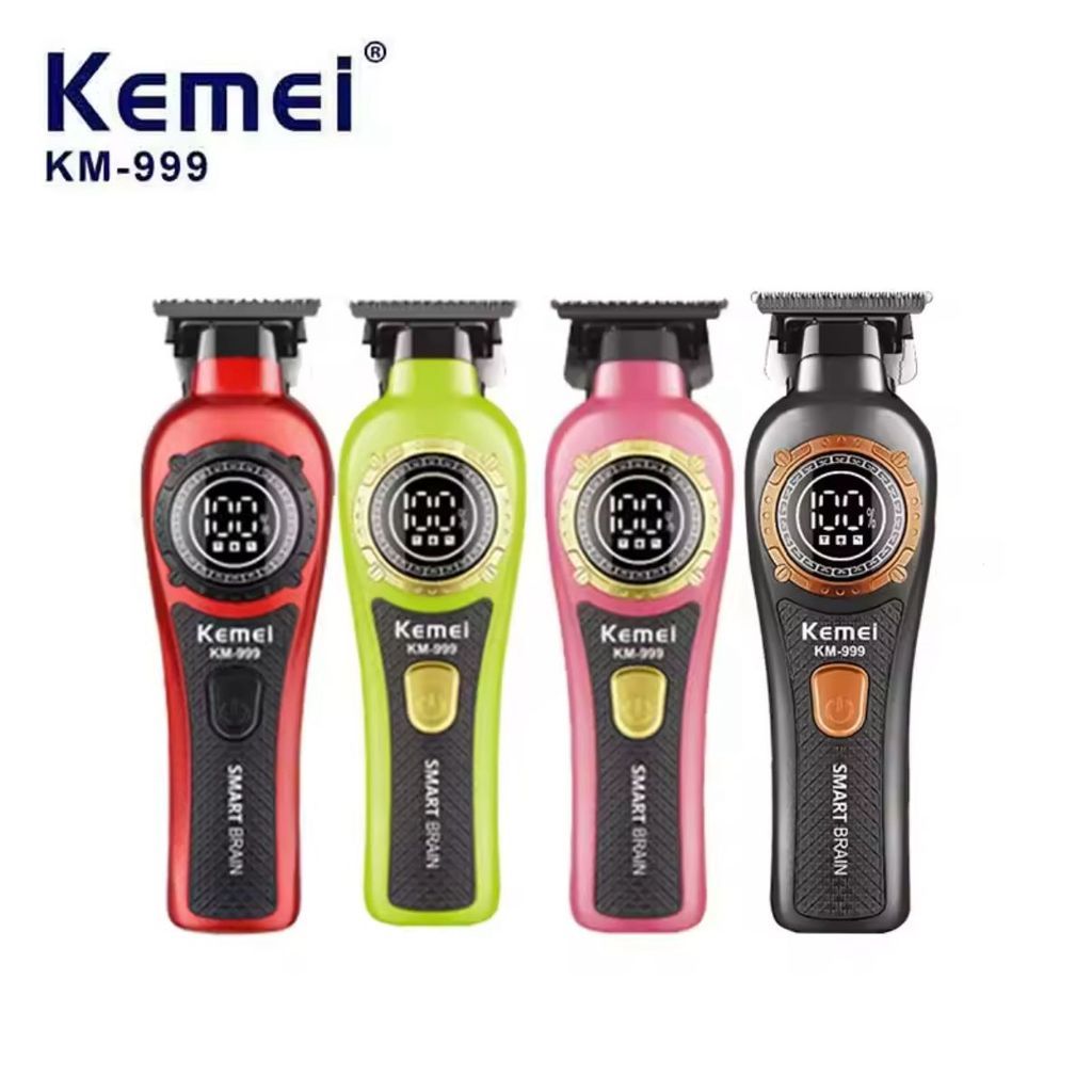 Kemei KM-999 Professional Beard Trimmer สําหรับชาย DLC T-Blade Zero Gapped จอแสดงผล LED ไร้สาย USB ผ