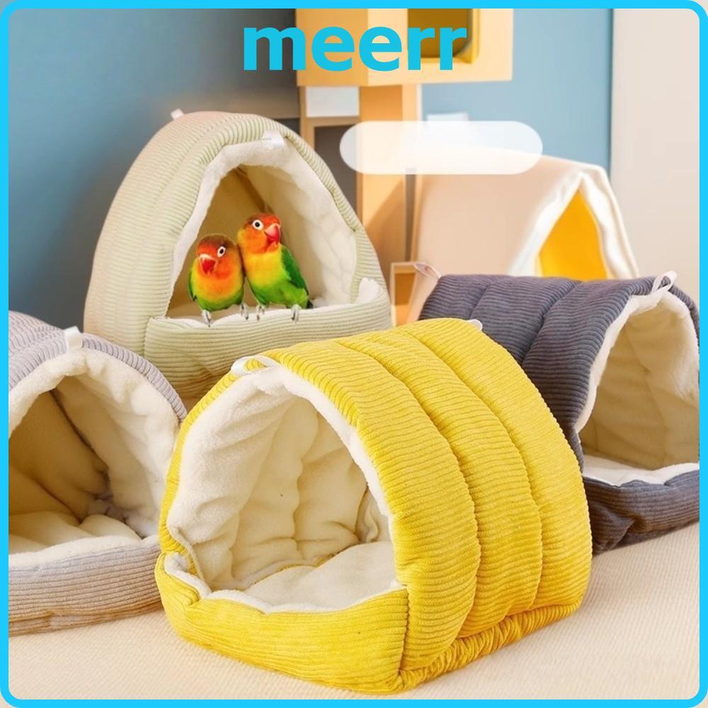 MEERR ที่นอนนกสัตว์เลี้ยง, ผ้าฝ้ายอุ่นแขวน Plush Parrot Nest, ความจุขนาดใหญ่เต็นท์ออกแบบ Budgie Hammock Bird Sanctuary