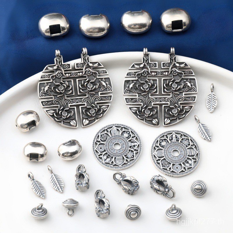 จี้เงินสเตอร์ลิง S925 Retro DIY แบบดอกไม้ขนาดเล็กและตัวอักษร Ruyi พร้อมการออกแบบลายเสื่อยและความหมาย