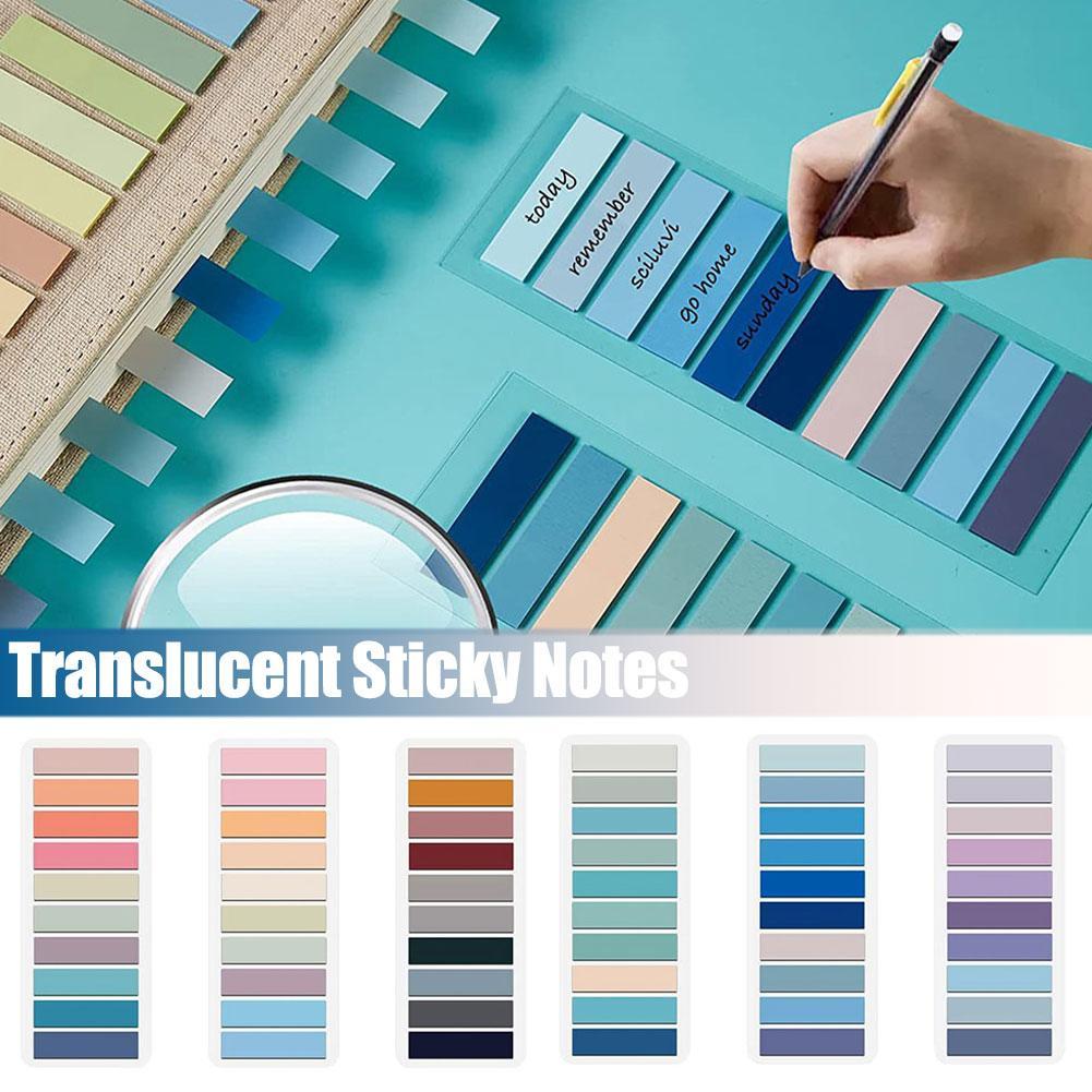 ชุดที่มีสีสันโปร่งแสง Sticky Notes Self-กาว Book Marker โรงเรียนสํานักงานกระดาษ E2o8