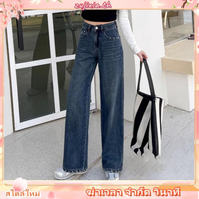 ยีนส์SARAN SR053 กางเกงยีนส์ทรงกระบอกกลางสีมิดไนท์