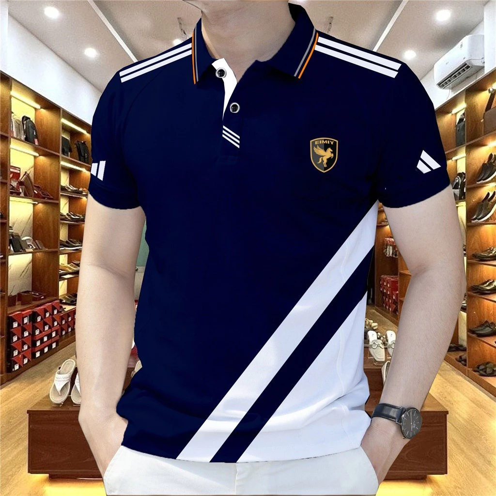 เสื้อโปโลผู้ชาย สไตล์เกาหลี ระบายอากาศดี แห้งเร็ว เหมาะสำหรับการทำงานและใส่ลำลอง