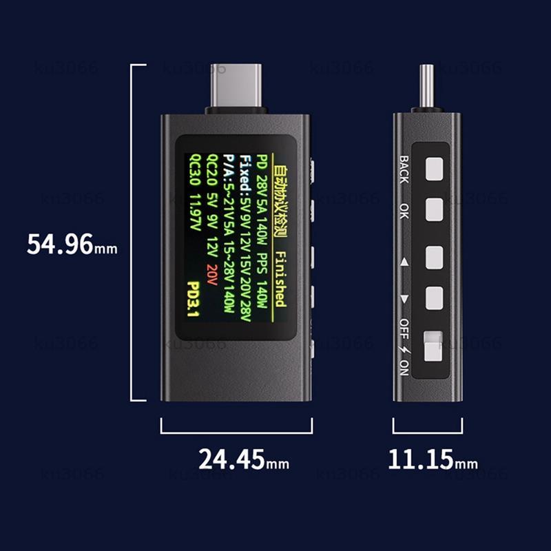 KWS-X1 Power Meter เครื่องทดสอบ Type-C มัลติฟังก์ชั่นดิจิตอลจอแสดงผล DC แรงดันไฟฟ้าแอมป์มิเตอร์ Powe