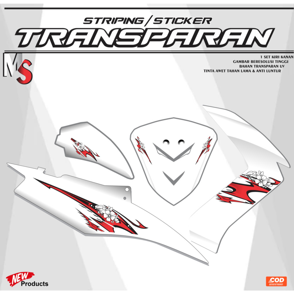 โปร่งใส Striping Mio Soul สติ๊กเกอร์คาร์บูเรเตอร์ Varky Flower V4 Design MSY09 / MOTORCYCLE VARIATIO
