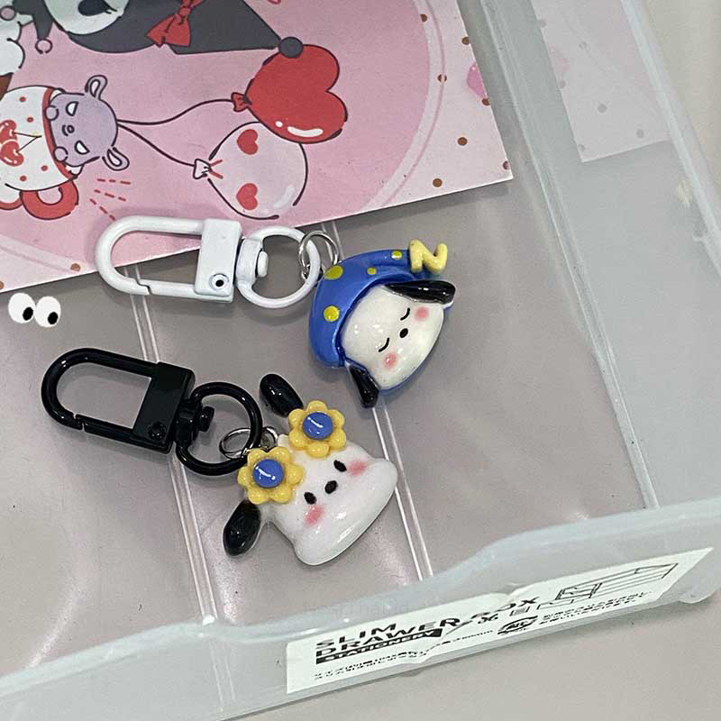 GANTUNGAN QXJ1 กระเป๋าเป้สะพายหลังน่ารักจี้ฤดูร้อนแว่นตากันแดด Patcha พวงกุญแจสุนัขสร้างสรรค์ส่วนบุค