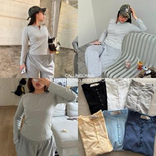 callingonme-henley long sleeve top เสื้อแขนยาวผ้านุ่ม กระดุม…