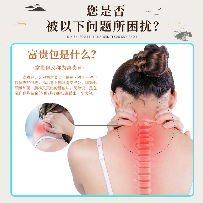 Wanzhong Fugui กระเป๋าสติกเกอร์สีครีมดำ แบบกระดูกสันหลังและคอ Wormwood Ginger DDD333