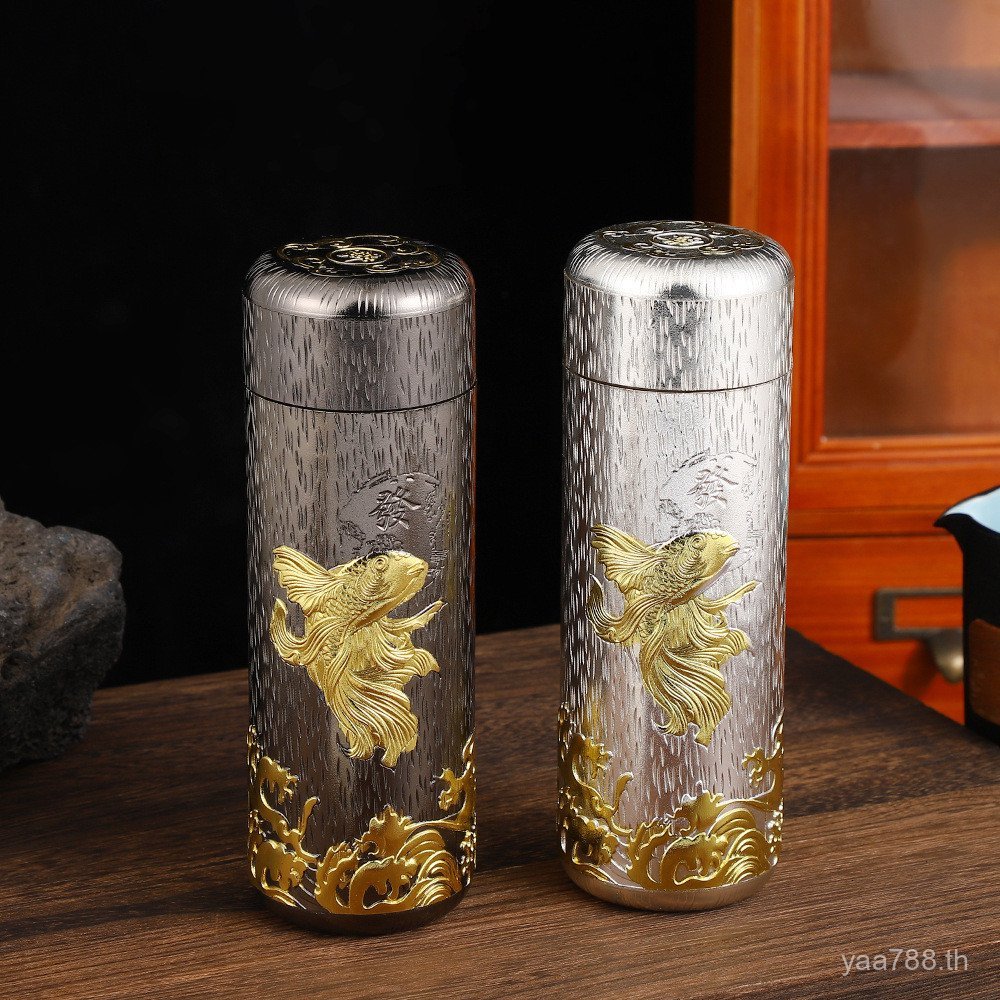 กล่องของขวัญกระติกน้ําร้อนถ้วยสํานักงานธุรกิจย้อนยุคฟอร์จูนปลากระติกน้ําร้อนถ้วยเงินถ้วยกระติกน้ําร้