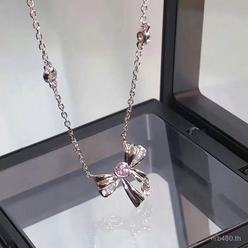 สร้อยคอมีคุณภาพสูงจากเงินแท้พร้อมสายคล้องบ่าแบบโบว์สำหรับเครื่องประดับผู้หญิง CSD5