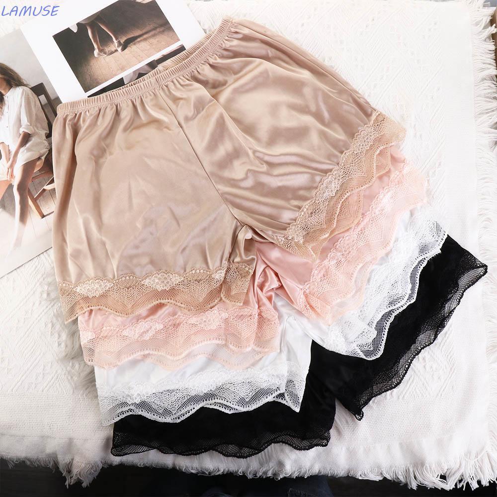 LAMUSE เลกกิ้ง Lady Summer Satin Lace Thin Women Pyjamas Shorts