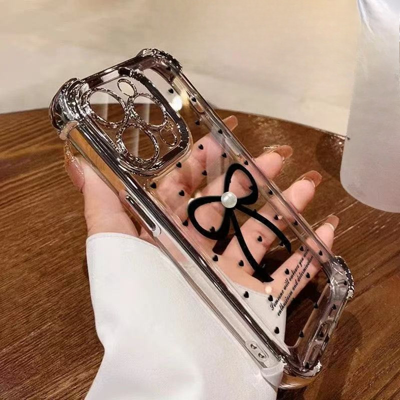 ส่งจากไทย กันกระแทก เข้ากันได้สำหรับ เคสไอโฟน11 เคส iphone 16 Pro Max 7Plus XR 12 13 14 15 โบว์และหัวใจ