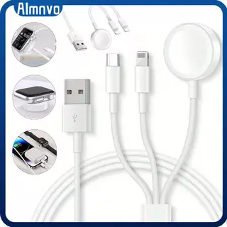 เครื่องชาร์จแม่เหล็กแบบไร้สาย USB แบบ 2-in-1 for Apple Watch Ultra 2 Series 10 9 8 7 6 SE Iwatch 49 46 45 44 42 41 40 มม