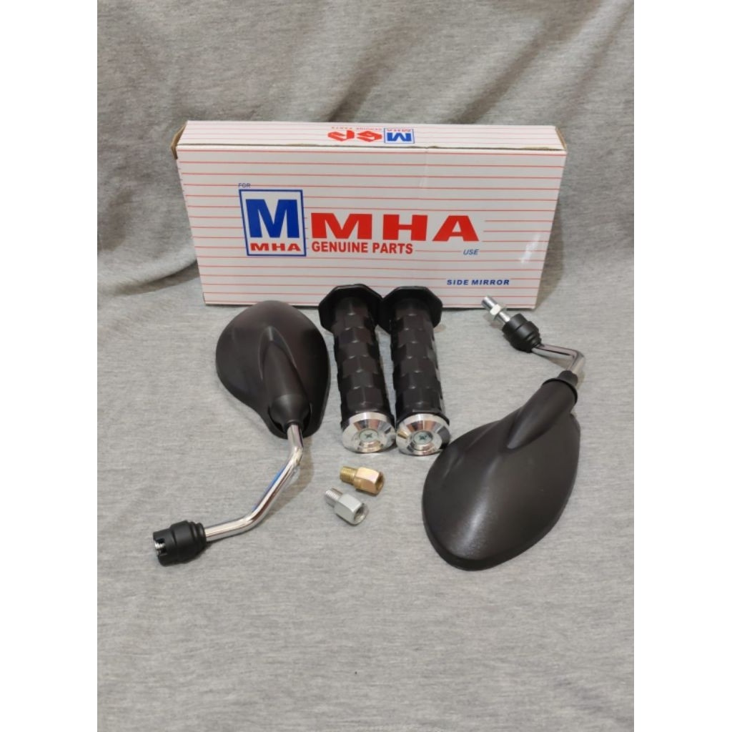 X1 CROM UNIVERSAL MIRROR PACKAGE PLUS SQUARE HANDGRIP + FLAT STRAIGHT PNP H0NDA-Y4MAHA ETC [SR]