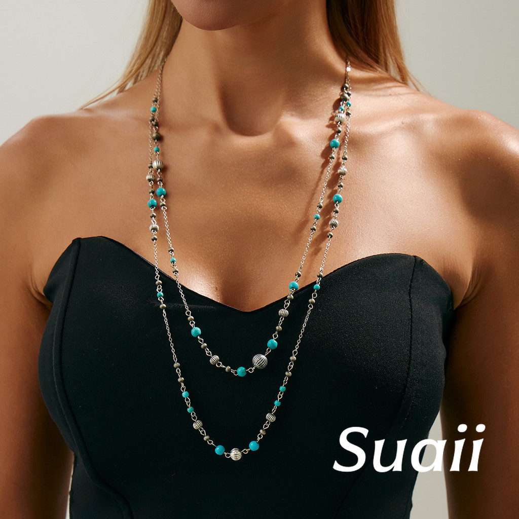 [ที่กําหนดเอง] สร้อยคออสมมาตรหรูหราทันสมัยด้วยลูกปัดเลียนแบบมุกยาว ก403