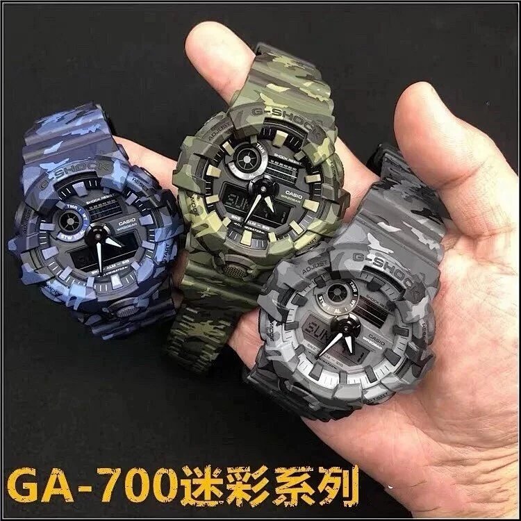 Casio G-SHOCK Jungle Green Camouflage กีฬากลางแจ้งนาฬิกาผู้ชายอินเทรนด์ GA-700CM-2/3/8/A