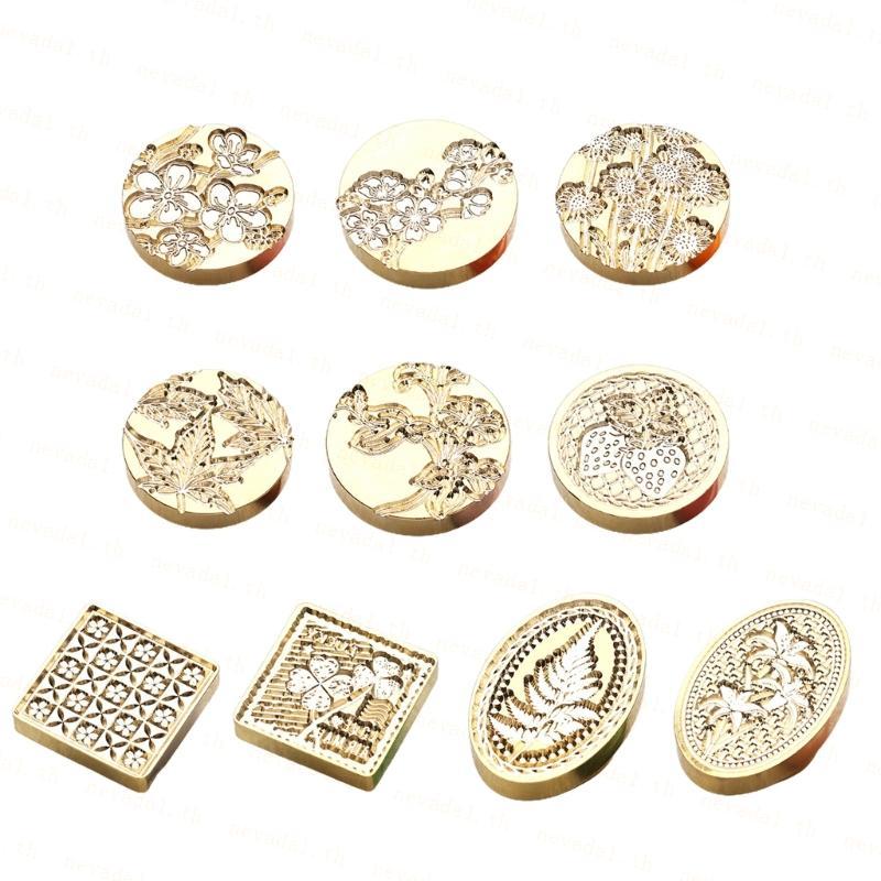 ʚɞ Ne ʚɞ Maple-Leaf Wax Seal Stamp Head Fire Paint Seal Head Flower Sealing Wax Stamp