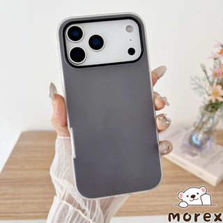 เหมาะสำหรับ IPhone 17 12 15 13 11 16 14 Pro Max XR X XS Max 15 7 8 Plus กรอบรูปเทรนดี้ 2 in 1 สีเจลลี่ เคสนิ่มกันกระแทก
